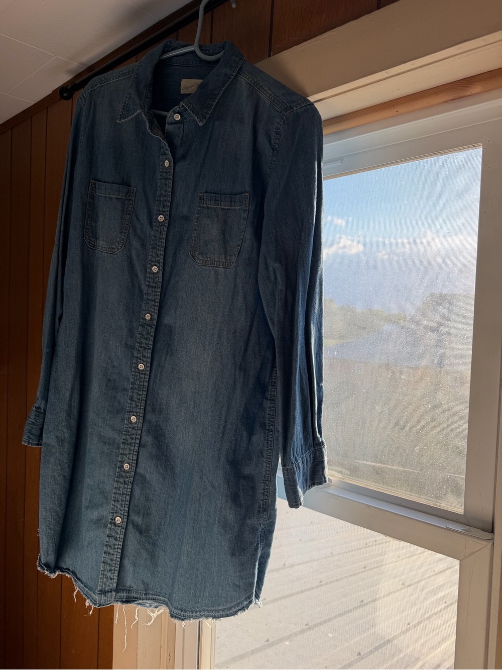Universal Thread Denim Button-Up Long Sleeve Dress in Blue